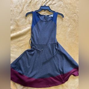 Navy, burgundy, grey dress